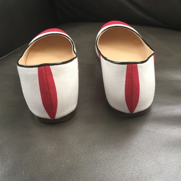 J. Crew Nora Red/White Stripe Ballet Flats - Picture 4 of 5